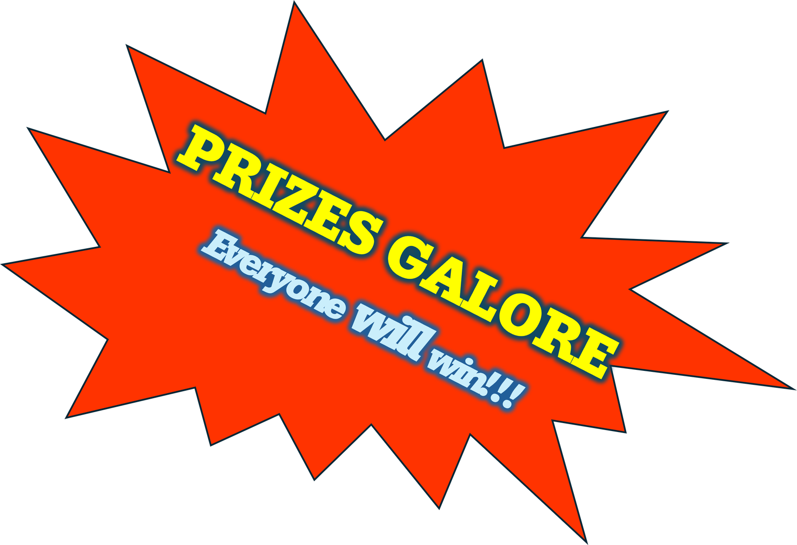 Starburst Prize Graphic - Prizes Galore! Everyone will win something!